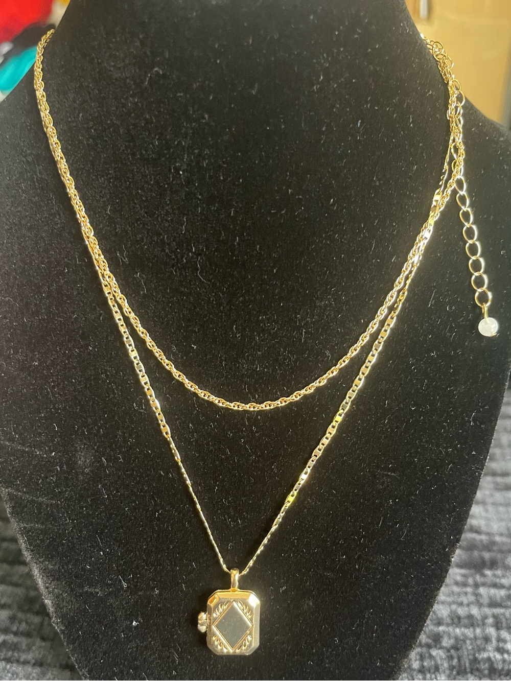 Universal Thread Gold Layered Pendant Necklace locket